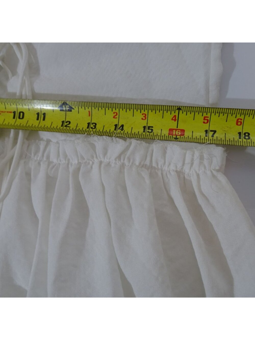 Hazel White Short Sleeve Babydoll Mini Dress Size S Lace-Up Boho Cottagecore - Picture 10 of 12
